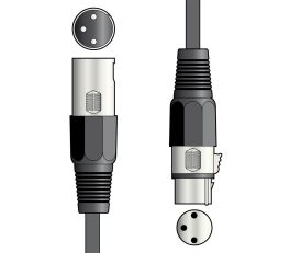 DMX lighting lead, 3-pin XLR plug to 3-pin XLR socket - 6.0m