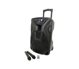 QTX Busker-12 Portable Speaker with VHF Mics, Media Player and Bluetooth Connectivity