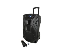 QTX Busker-15 Portable Speaker with VHF Mics, Media Player and Bluetooth Connectivity