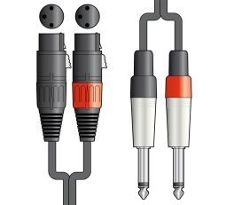 Citronic Classic Audio Leads 2 x XLR Female - 2 x 6.3mm Mono Jack Plugs