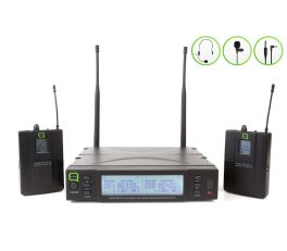 Q-Audio QWM 1960 V2 BP Dual Channel Wireless UHF Microphone System