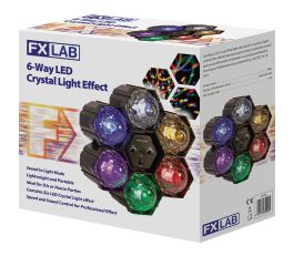 FXLAB 6 Way Multi-Coloured LED Crystal Disco/Party Lighting Effect