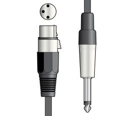 QTX Microphone Lead 3.0m - XLR Female - 6.3mm Mono Jack Plug